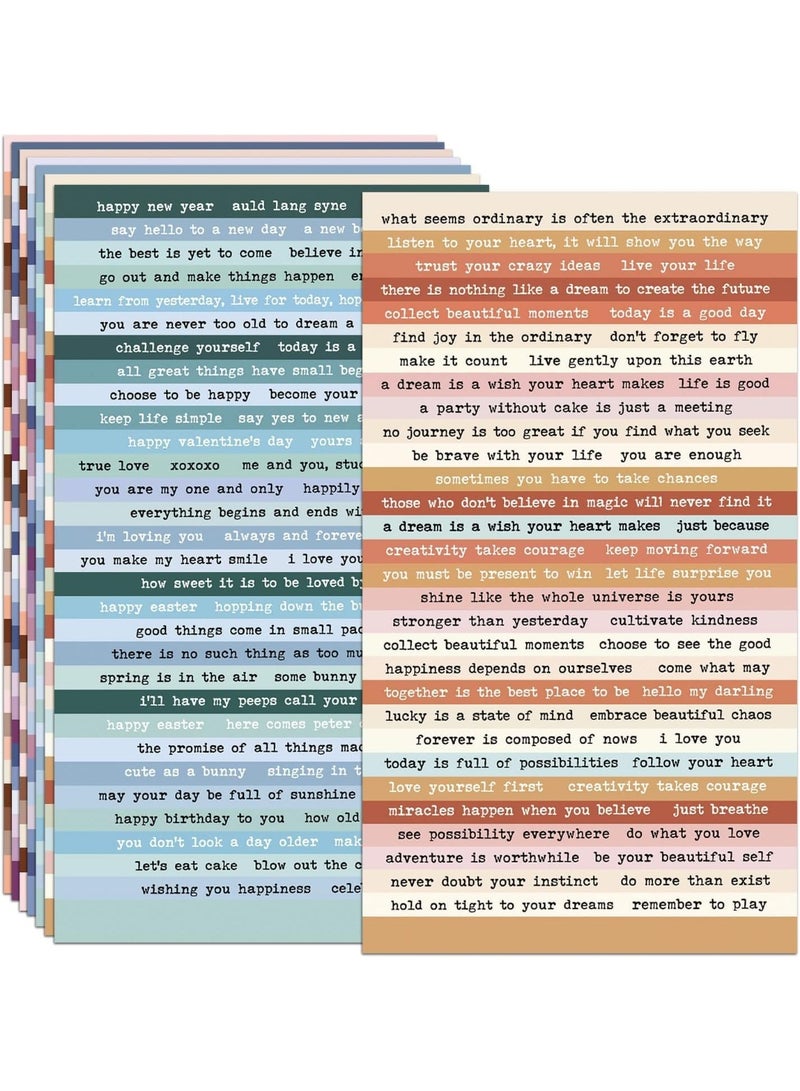 fantasize 8 Sheet Vintage Scrapbook Stickers for Journaling Junk Journal Supplies, Quote Stickers, DIY Phrase Word Stickers for Scrapbooking Planners, Notebook Collage Album Aesthetic Stickers (Colorful) - Image 1